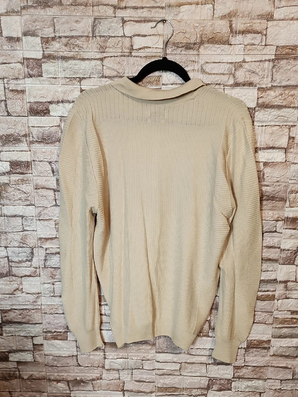 Arturo Calle Men's Beige  Tan Polo  Sweater